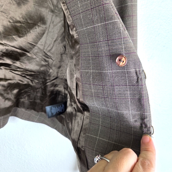 Women's Guess Brown Plaid Clasp Business Casual Blazer Size Medium - Picture 7 of 13